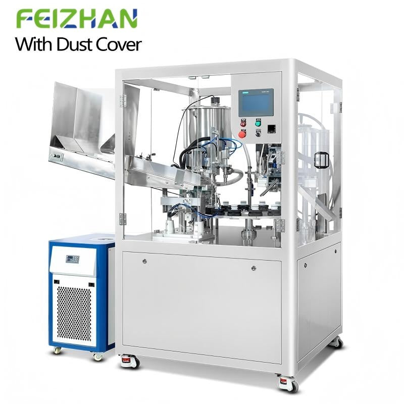 Industrial soft tube packaging machine with dust cover