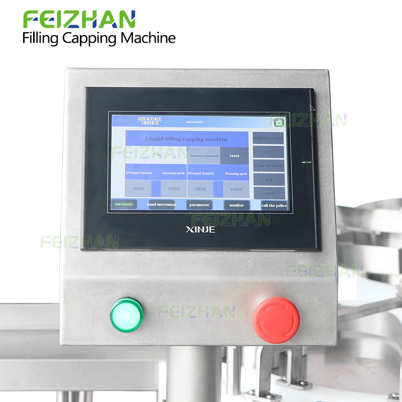 automatic liquid filling and capping machine with control panel