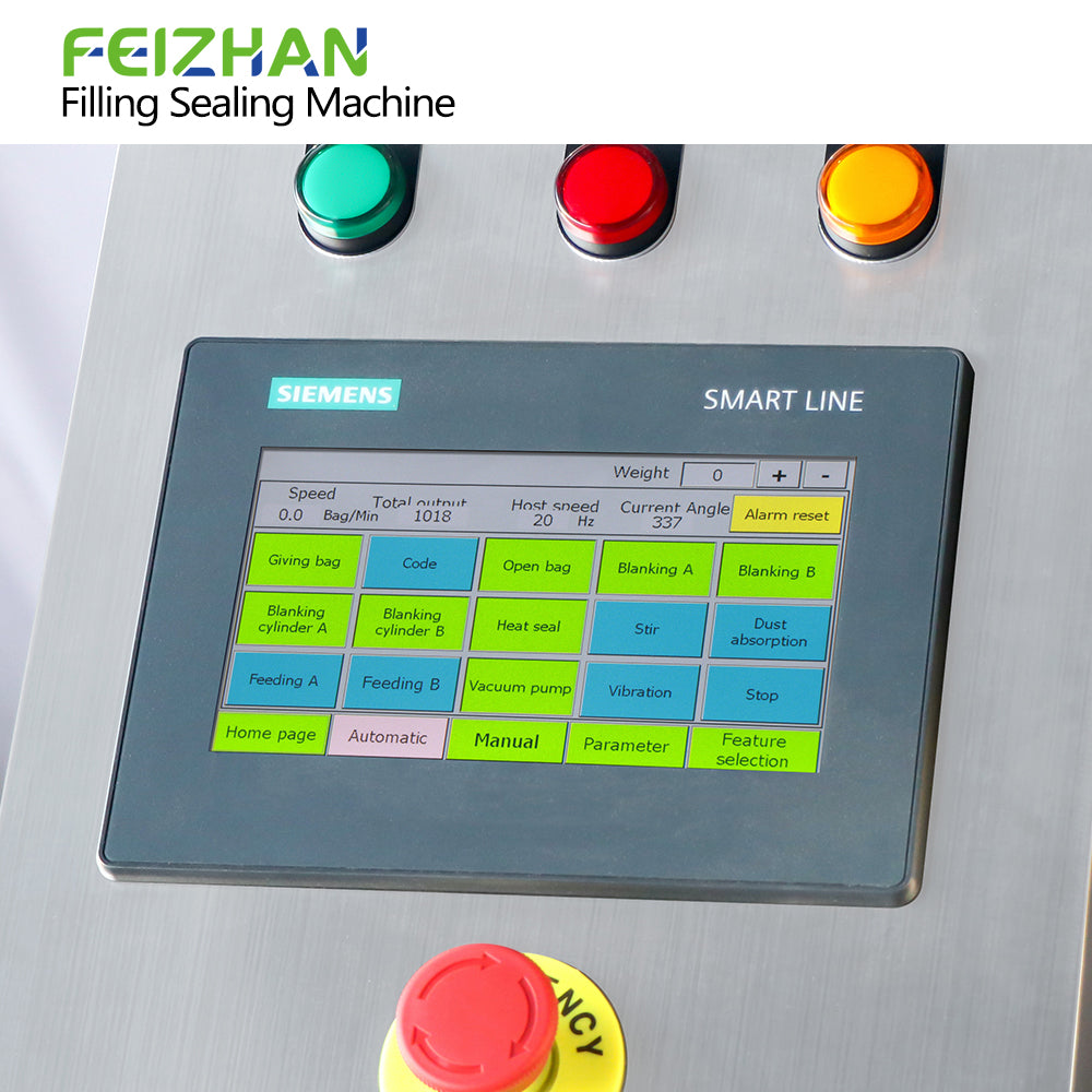 control panel of food sachet packing machine
