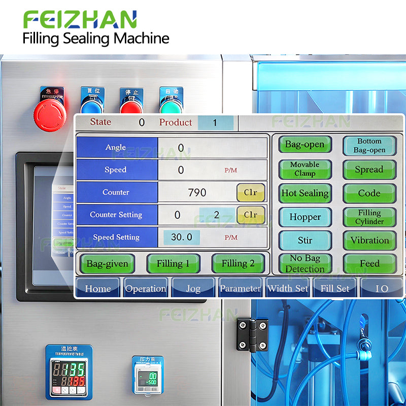 control panel of automatic food packaging machine
