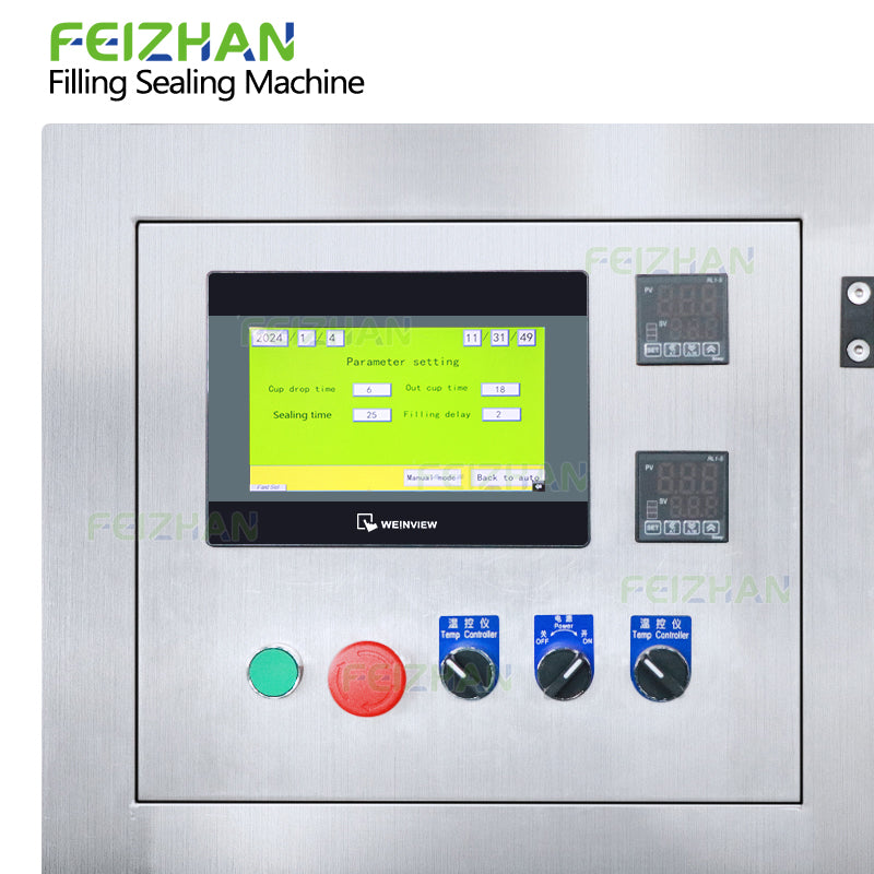 control panel of small food cup filling machine