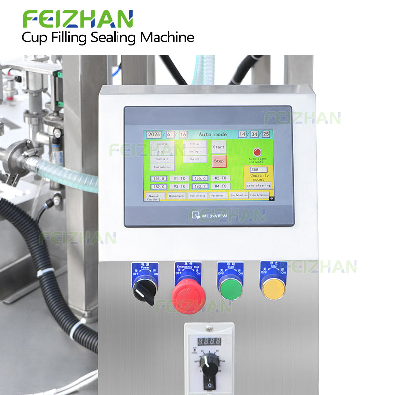 control panel of food cup filling machine