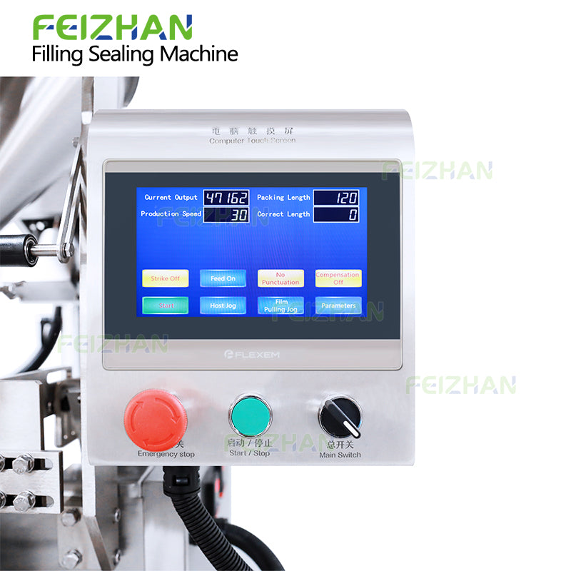control panel of powder sachet filling and sealing machine