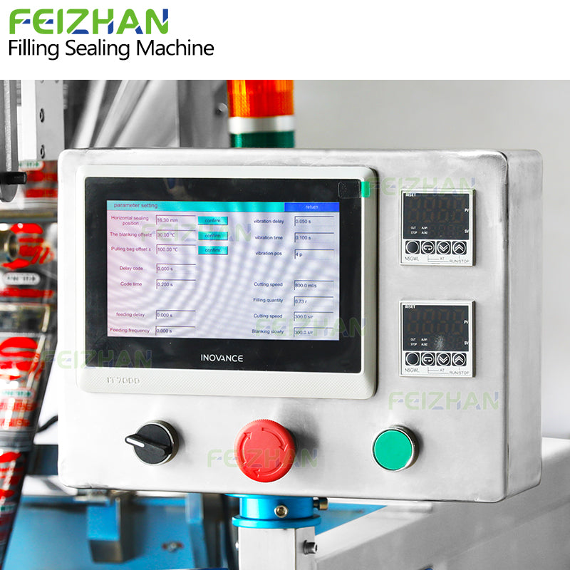 control panel of powder sachet packaging machine