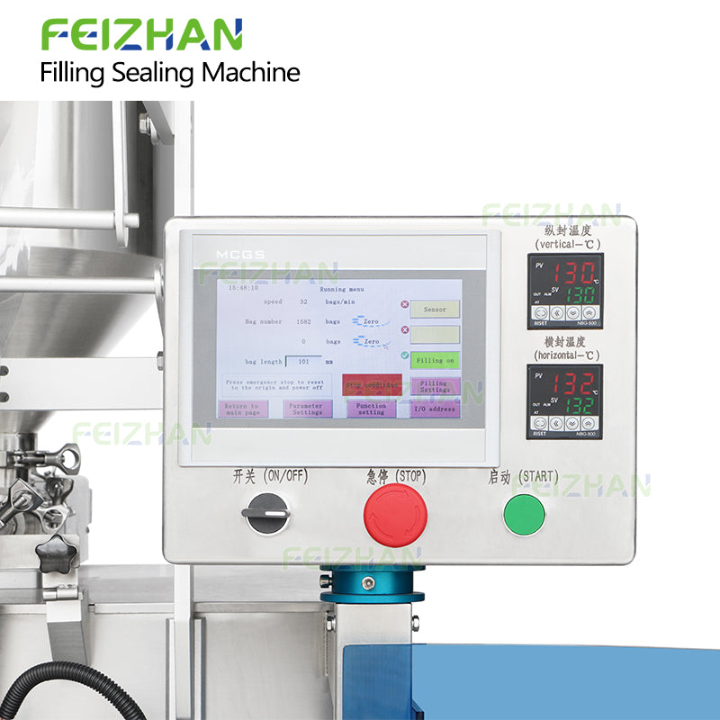 control panel of food sachet filling machine