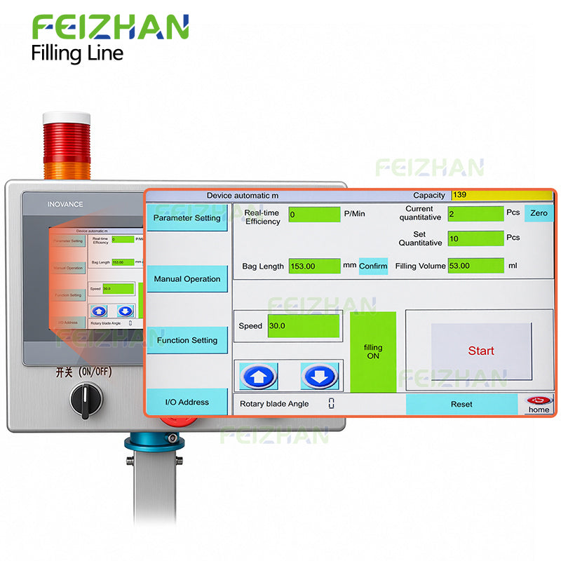 control panel of Honey sachet filling and sealing machine