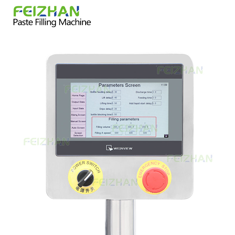 control panel of automatic bottle filling machine