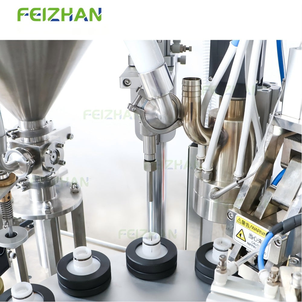 the piston pump diving filling nozzle of FEIZHAN plastic tube filling and sealing machine for mustard sauce
