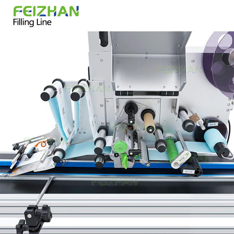 Sachet packaging line with labeling machine