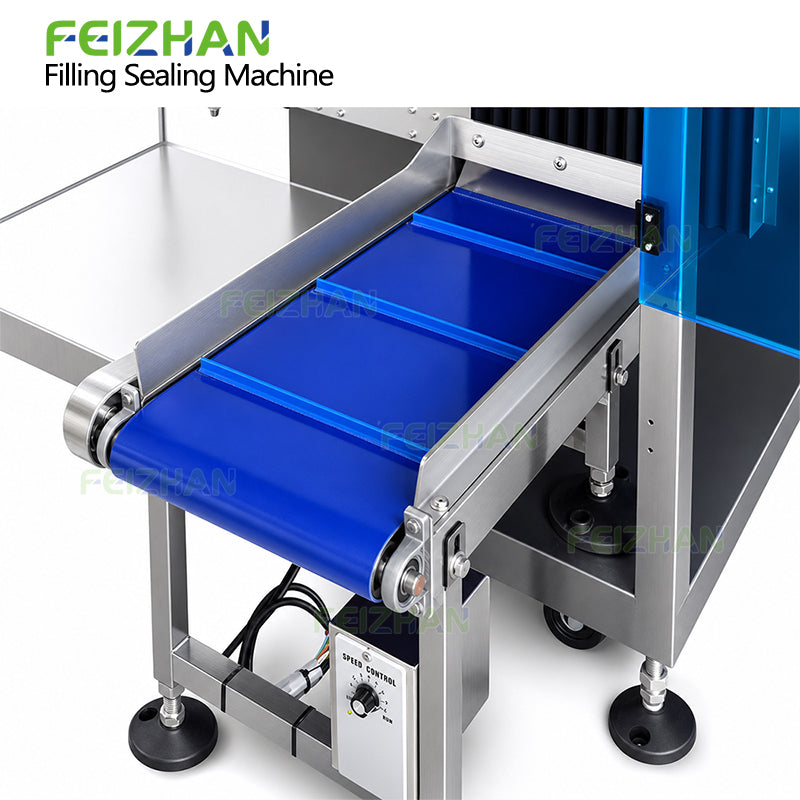 outfeed conveyor of automatic pouch packaging machine